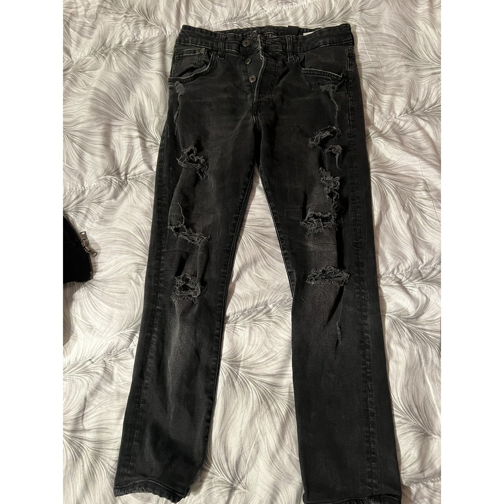 H&M Distressed Stretch Denim Black Jeans See Photo For Size Tag